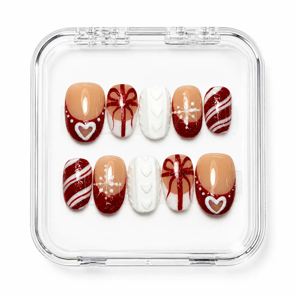 Sweet Holiday Ribbons – Mẫu Nailbox Sỉ Thiết Kế Thủ Công
