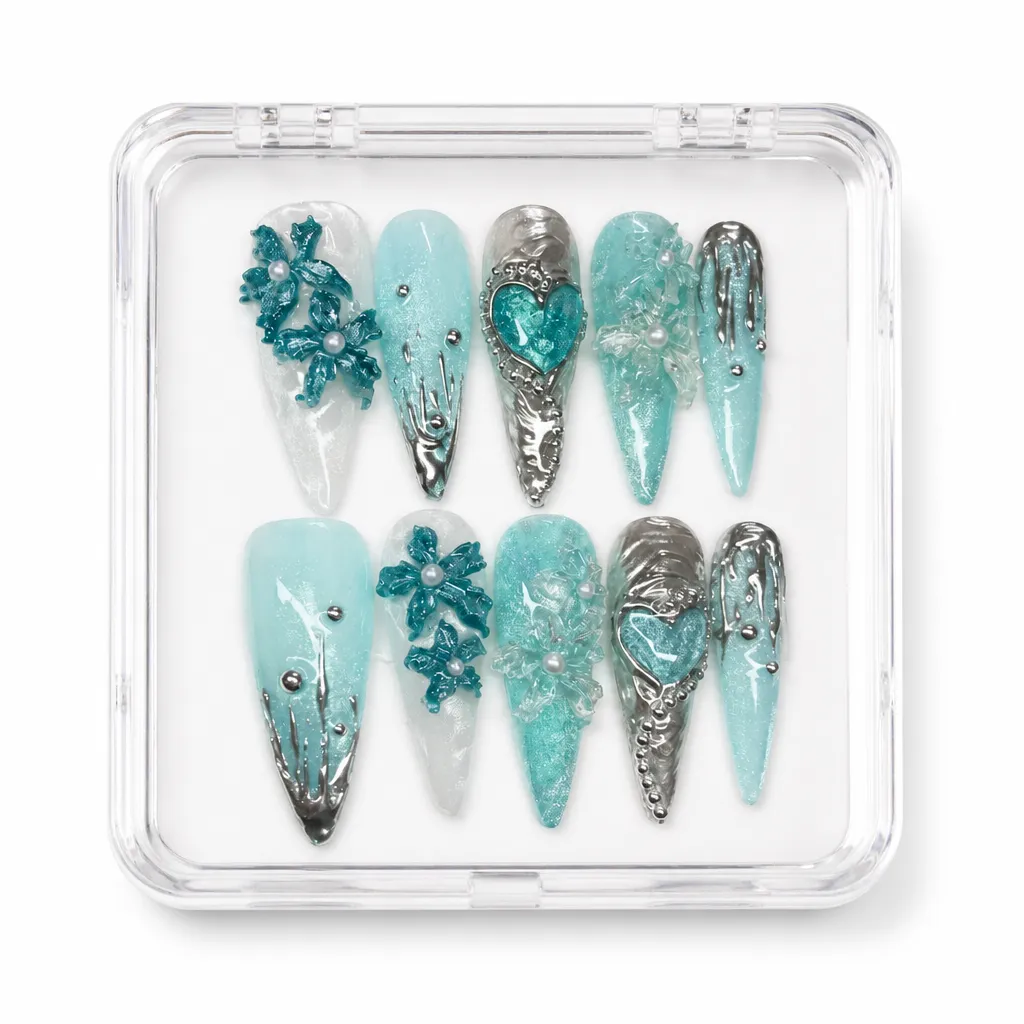 Teal Chrome Enchantment – Xưởng gia công Nailbox Sỉ thủ công