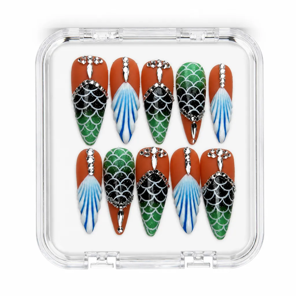 Terracotta Mermaid Luxe – Xưởng gia công Nailbox Sỉ thủ công