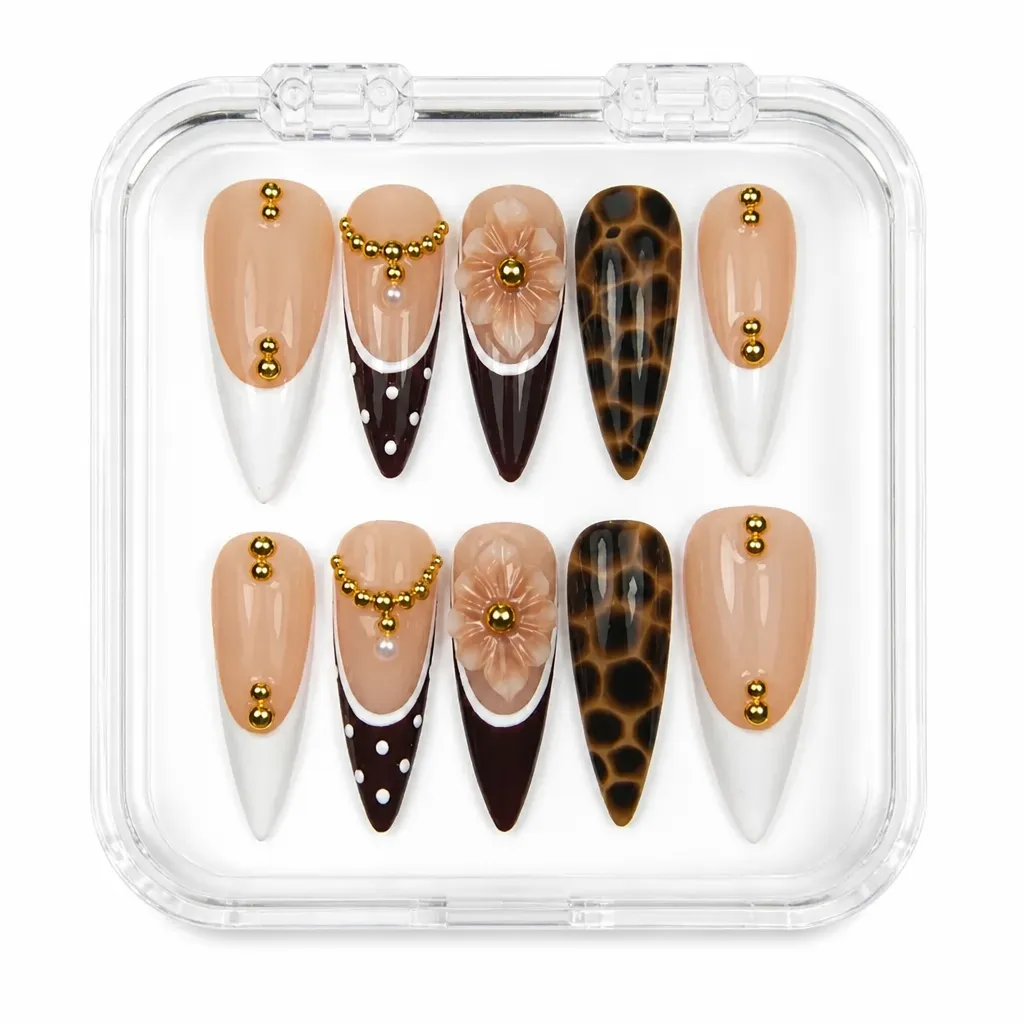 Tortoiseshell Floral Elegance – Xưởng gia công Nailbox Sỉ thủ công