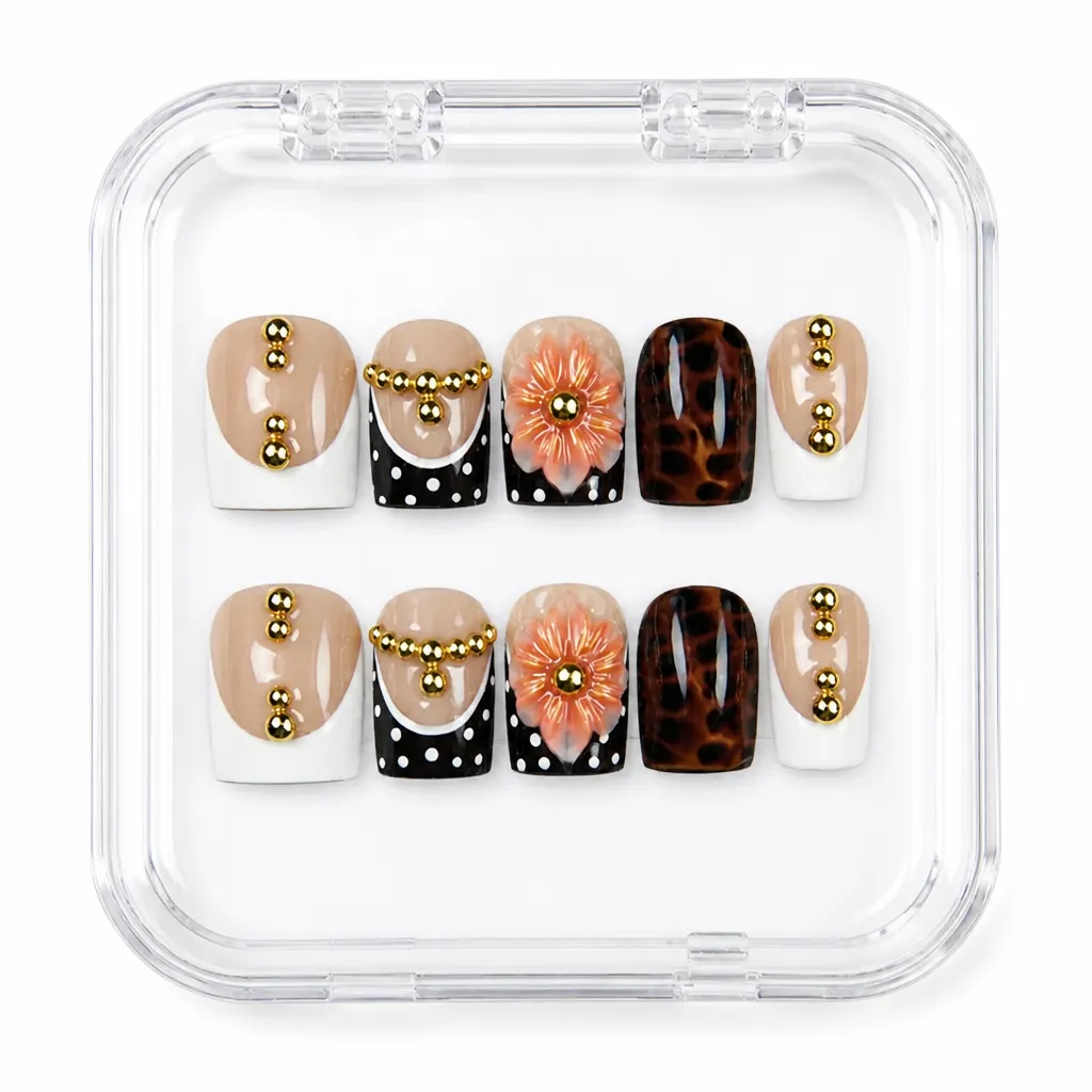 Tortoiseshell Floral Square – Xưởng gia công Nailbox Sỉ thủ công