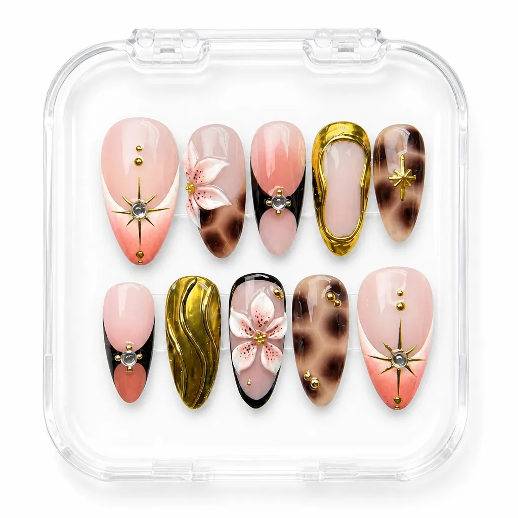 Tortoiseshell Gold Blossom – Xưởng gia công Nailbox Sỉ thủ công