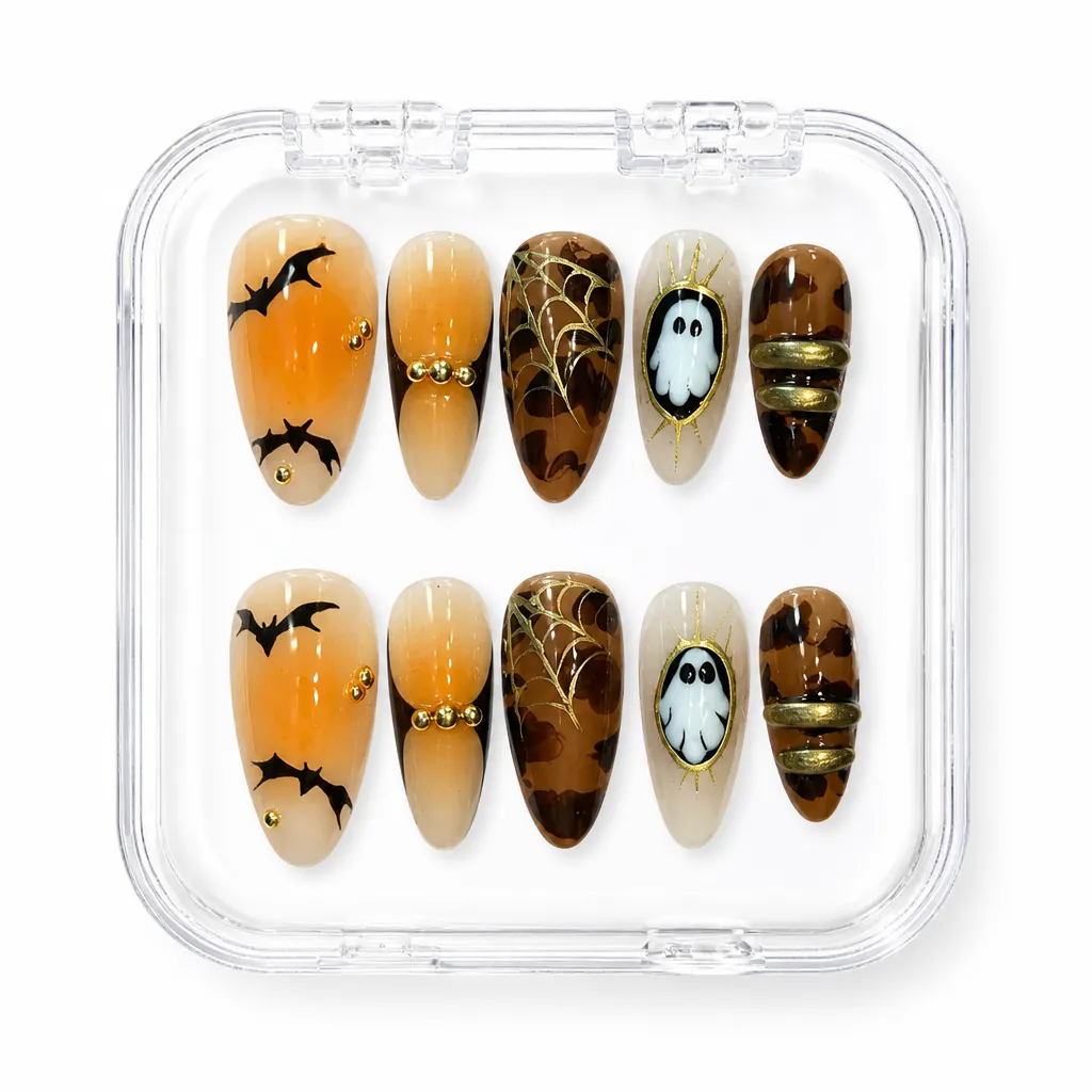 Tortoiseshell Luxe Almond – Mẫu Nailbox Sỉ Thiết Kế Thủ Công