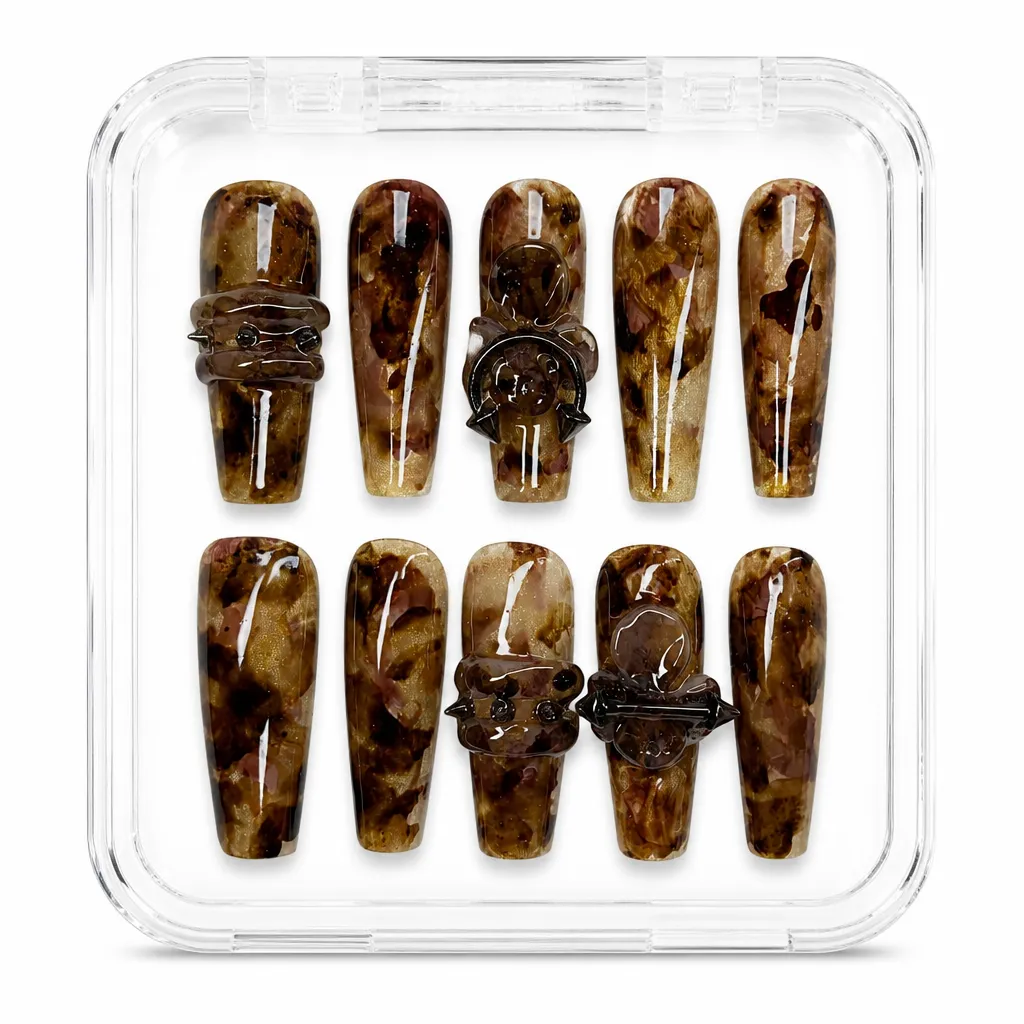 Tortoiseshell Pierced Coffin – Xưởng gia công Nailbox Sỉ thủ công
