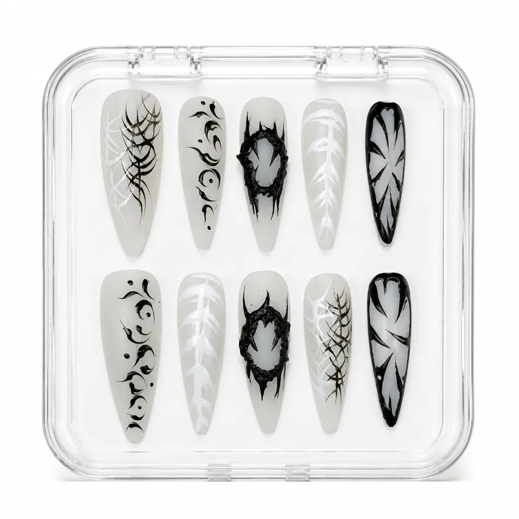 Tribal Thorn Monochrome – Xưởng gia công Nailbox Sỉ thủ công