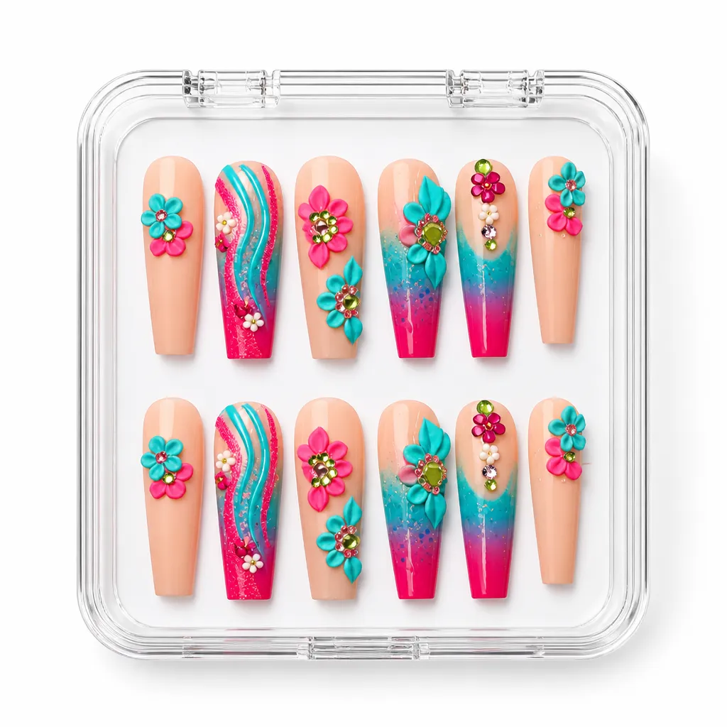Tropical Bloom Luxe – Xưởng gia công Nailbox Sỉ thủ công