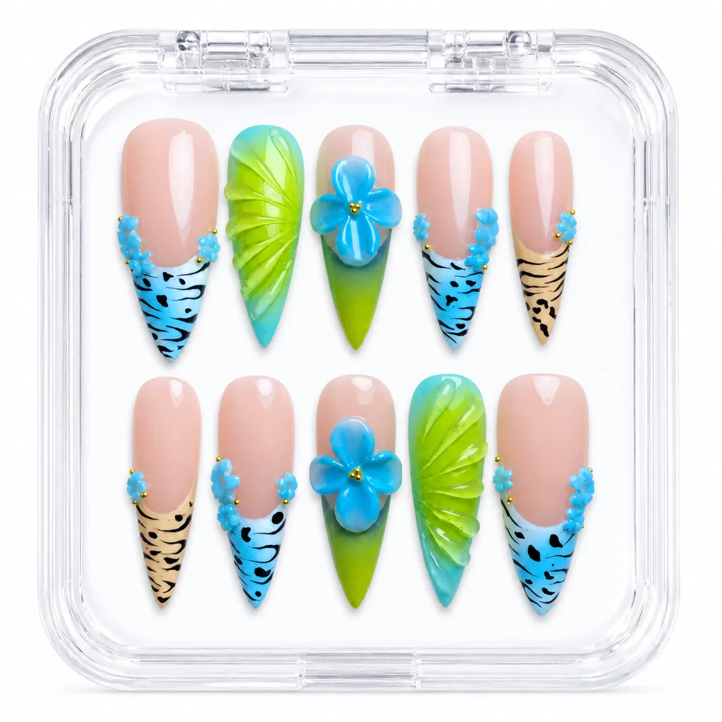 Tropical Bloom Stiletto – Xưởng gia công Nailbox Sỉ thủ công