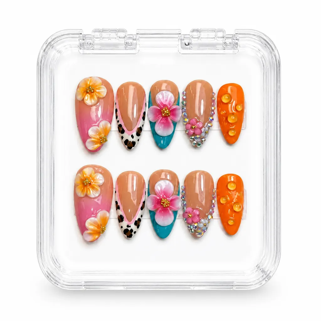 Tropical Floral Leopard – Xưởng gia công Nailbox Sỉ thủ công
