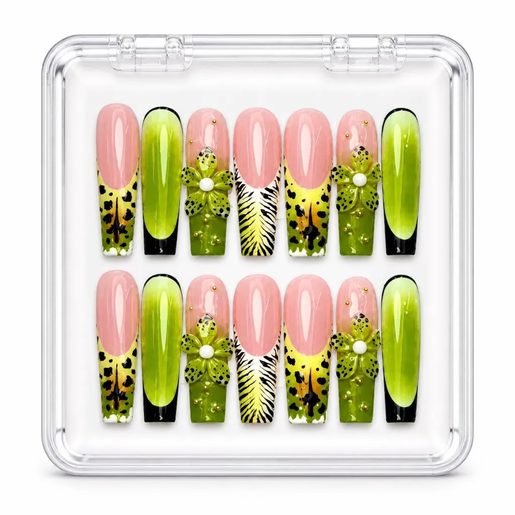 Tropical Neon Bloom – Xưởng gia công Nailbox Sỉ thủ công