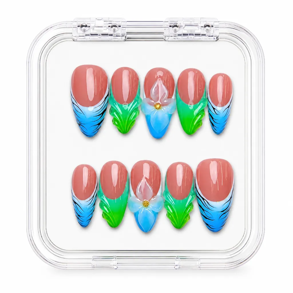 Tropical Ombre Almond – Xưởng gia công Nailbox Sỉ thủ công