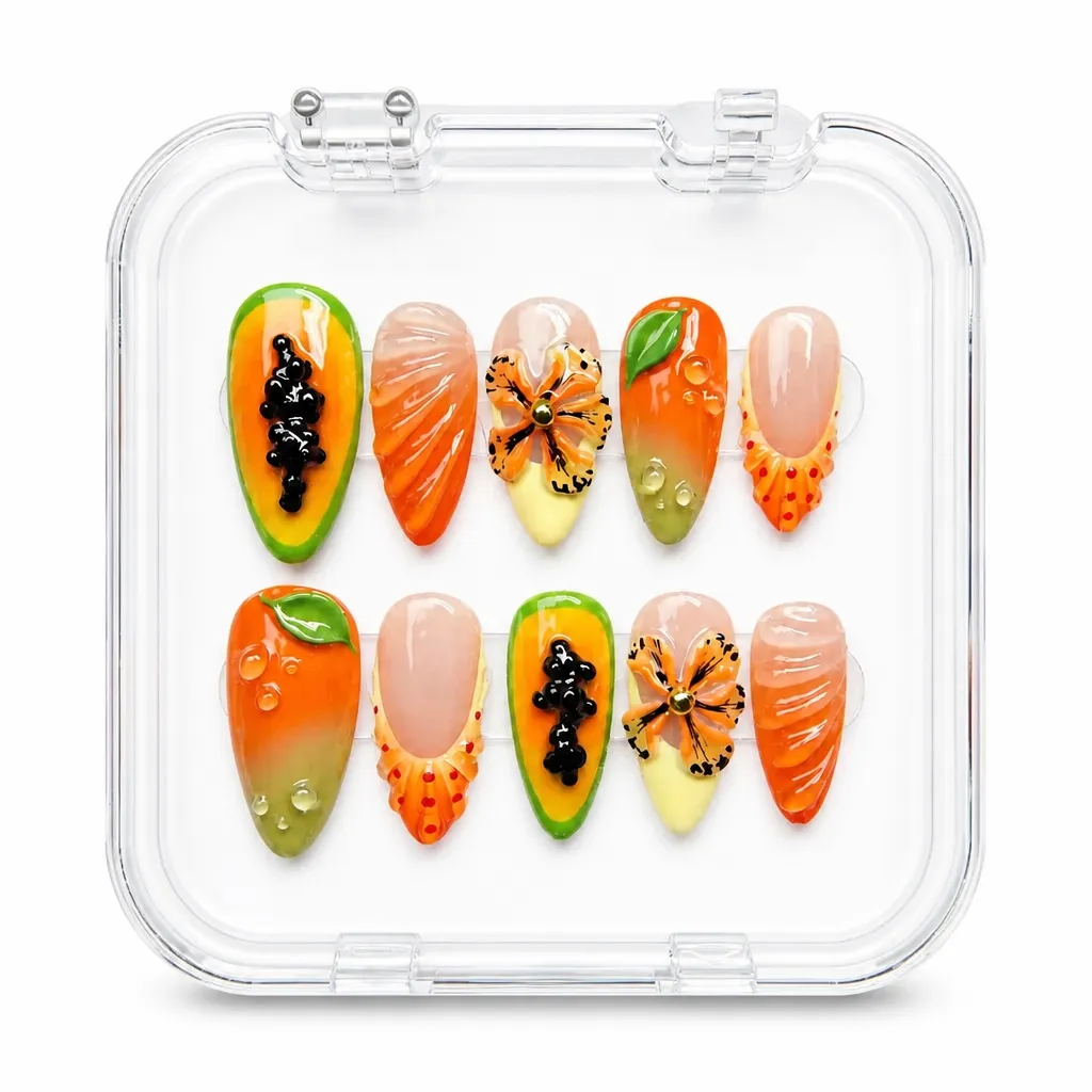 Tropical Papaya Splash – Xưởng gia công Nailbox Sỉ thủ công