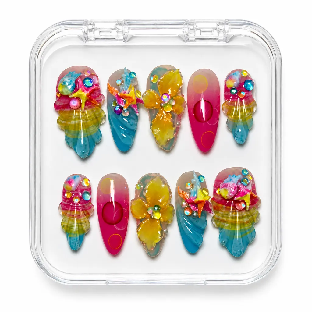 Tropical Reef Blossom – Xưởng gia công Nailbox Sỉ thủ công