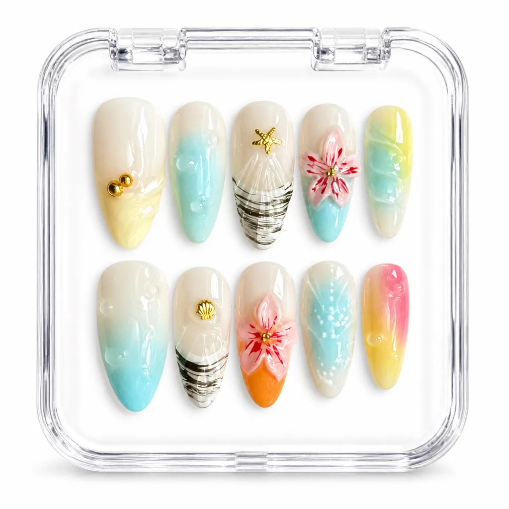 Tropical Shoreline Bloom – Xưởng gia công Nailbox Sỉ thủ công