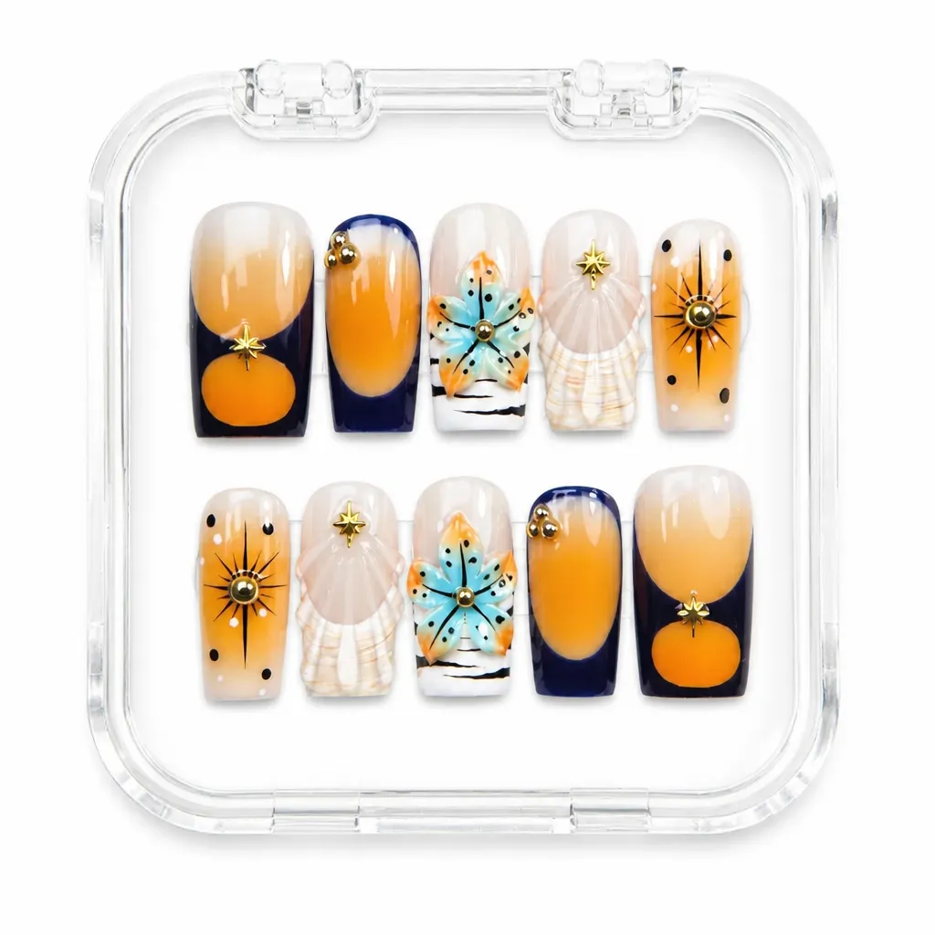 Tropical Sunburst Bloom – Xưởng gia công Nailbox Sỉ thủ công