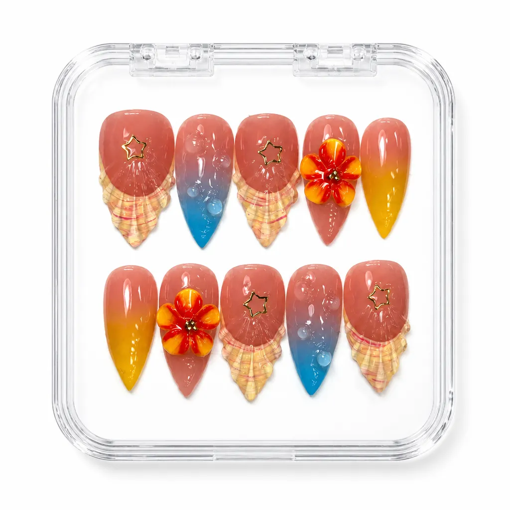 Tropical Sunset Shell – Xưởng gia công Nailbox Sỉ thủ công