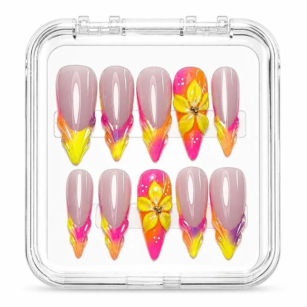Tropical Sunset Stiletto – Xưởng gia công Nailbox Sỉ thủ công