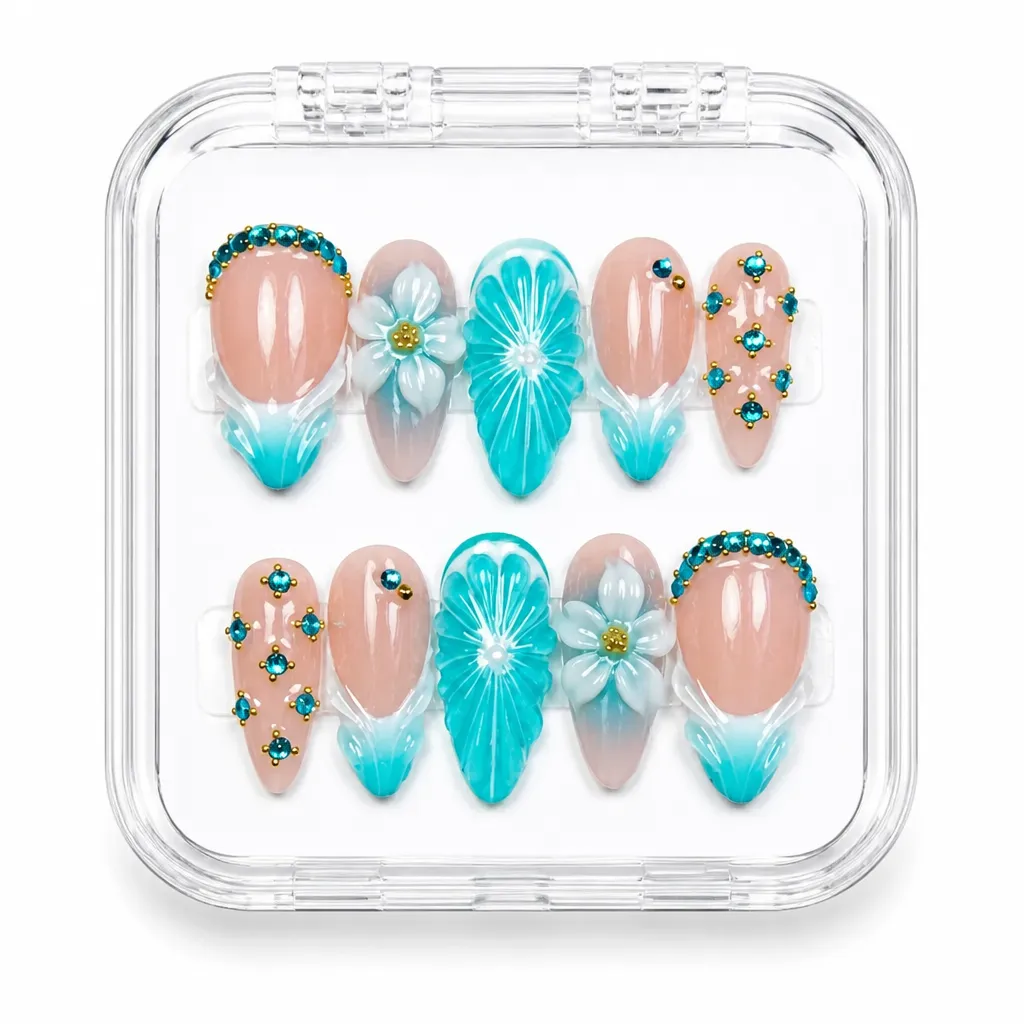 Turquoise Bloom Collection – Xưởng gia công Nailbox Sỉ thủ công