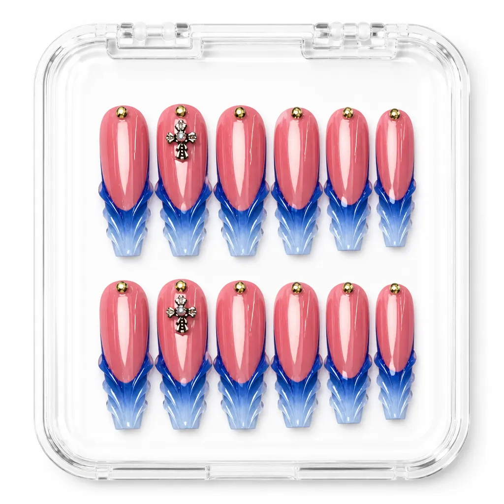 Velvet Azure Elegance – Xưởng gia công Nailbox Sỉ thủ công