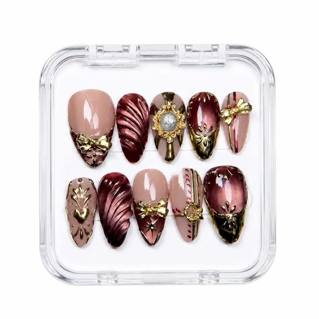 Velvet Burgundy Luxe – Xưởng gia công Nailbox Sỉ thủ công