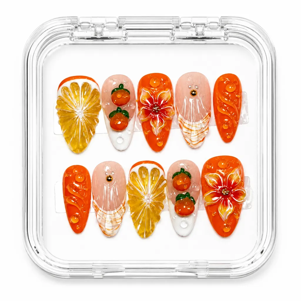 Velvet Citrus Bloom – Xưởng gia công Nailbox Sỉ thủ công