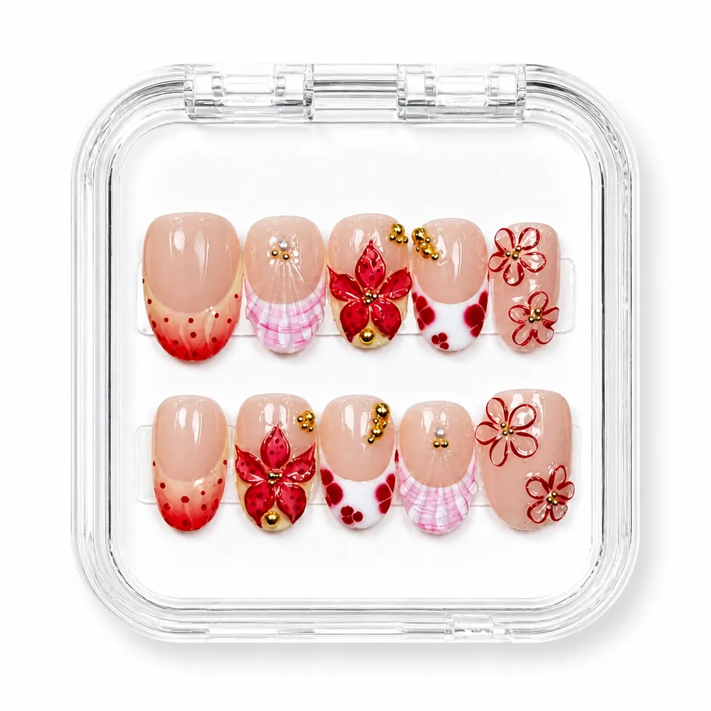 Velvet Crimson Bloom – Xưởng gia công Nailbox Sỉ thủ công