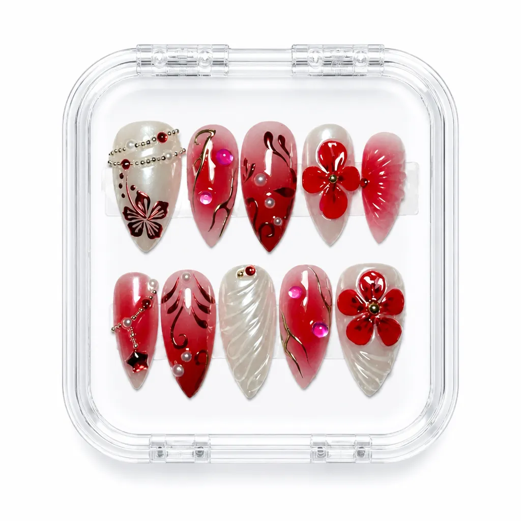 Velvet Crimson Luxe – Xưởng gia công Nailbox Sỉ thủ công