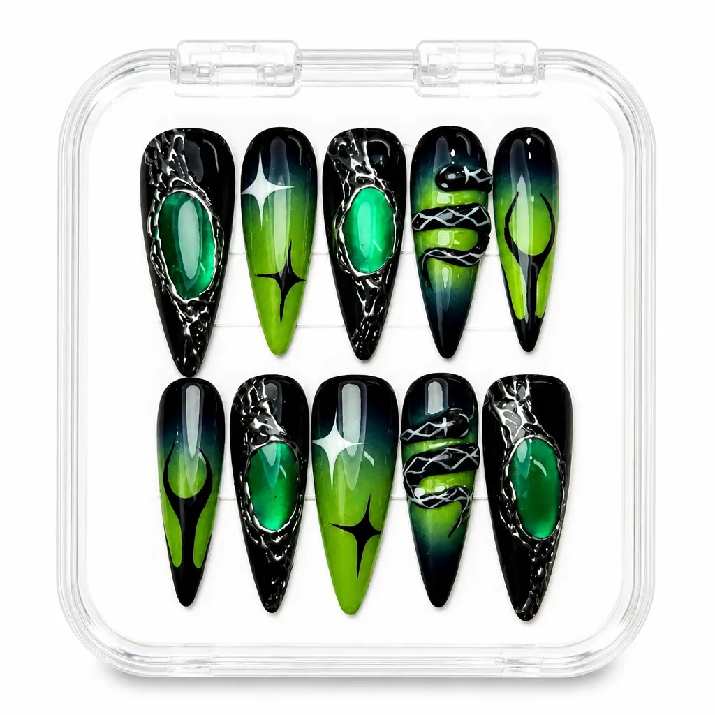 Velvet Emerald Stiletto – Xưởng gia công Nailbox Sỉ thủ công