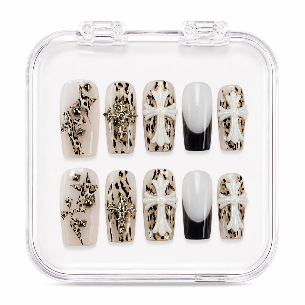 Velvet Leopard Cross – Xưởng gia công Nailbox Sỉ thủ công