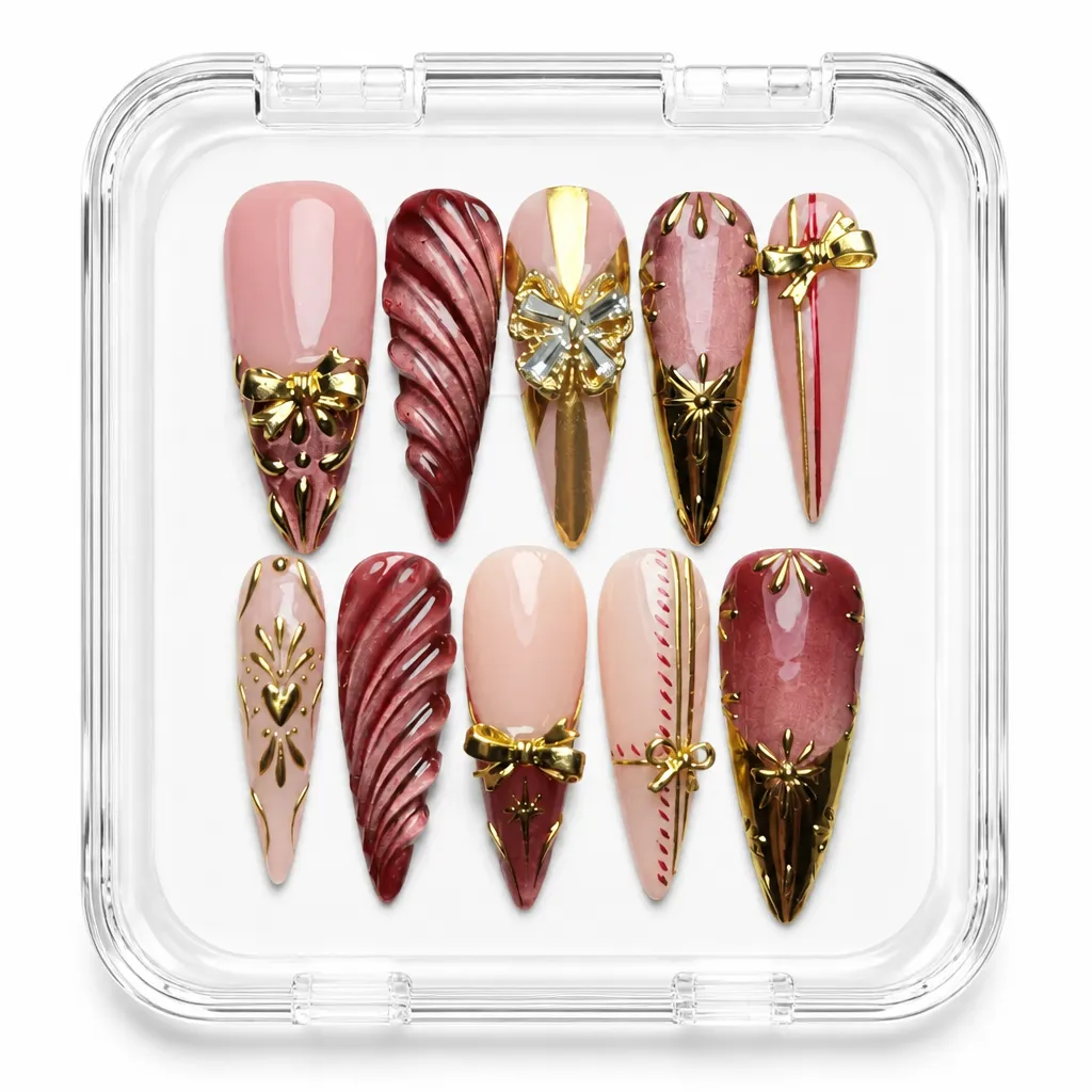 Vibe Crimson Luxe – Xưởng gia công Nailbox Sỉ thủ công