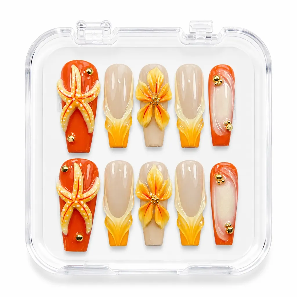 Vibrant Tropical Sunset – Xưởng gia công Nailbox Sỉ thủ công