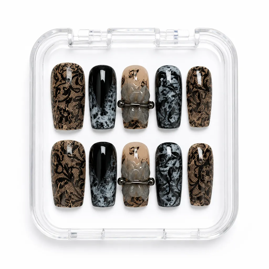Victorian Noir Lace – Xưởng gia công Nailbox Sỉ thủ công