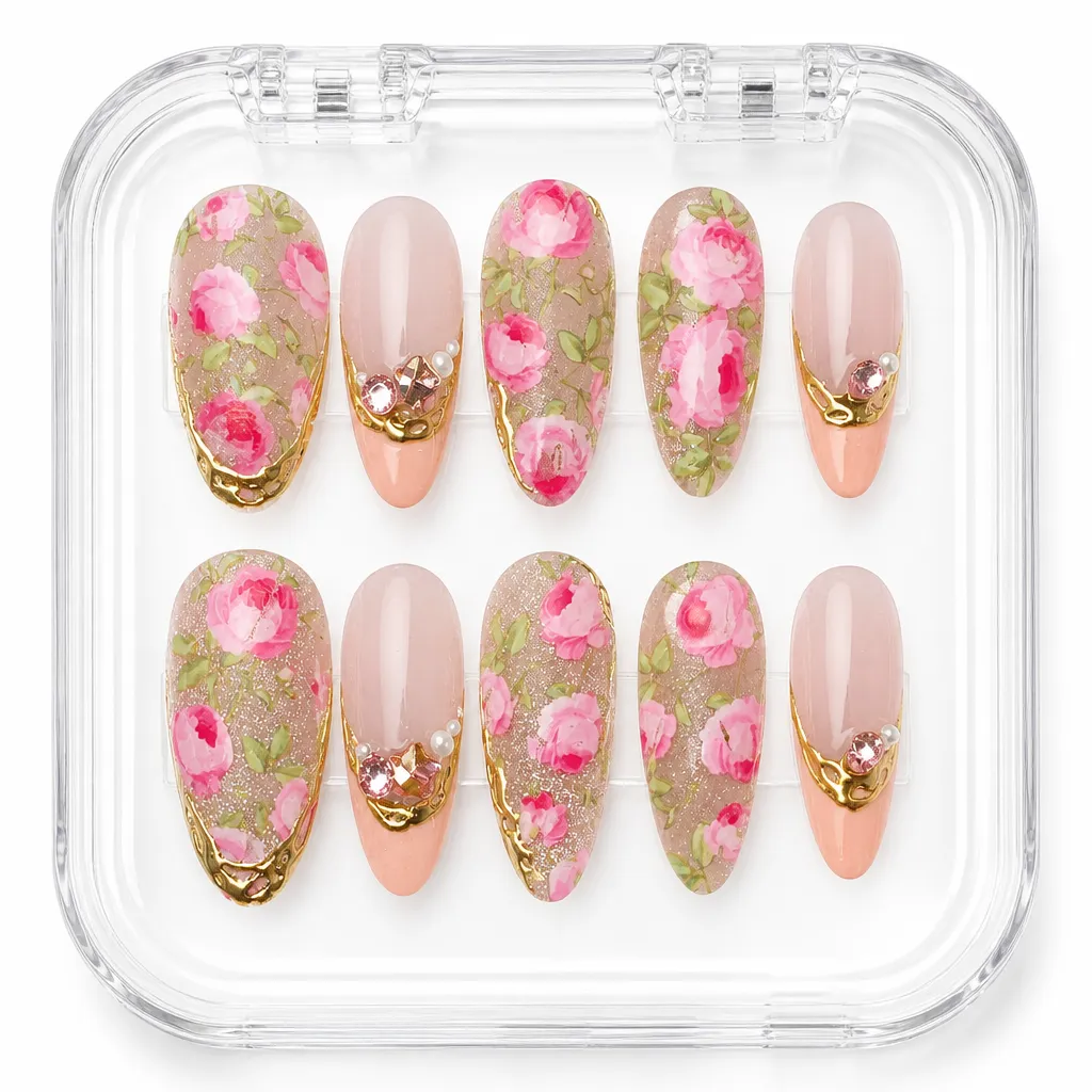Victorian Rose Elegance – Xưởng gia công Nailbox Sỉ thủ công
