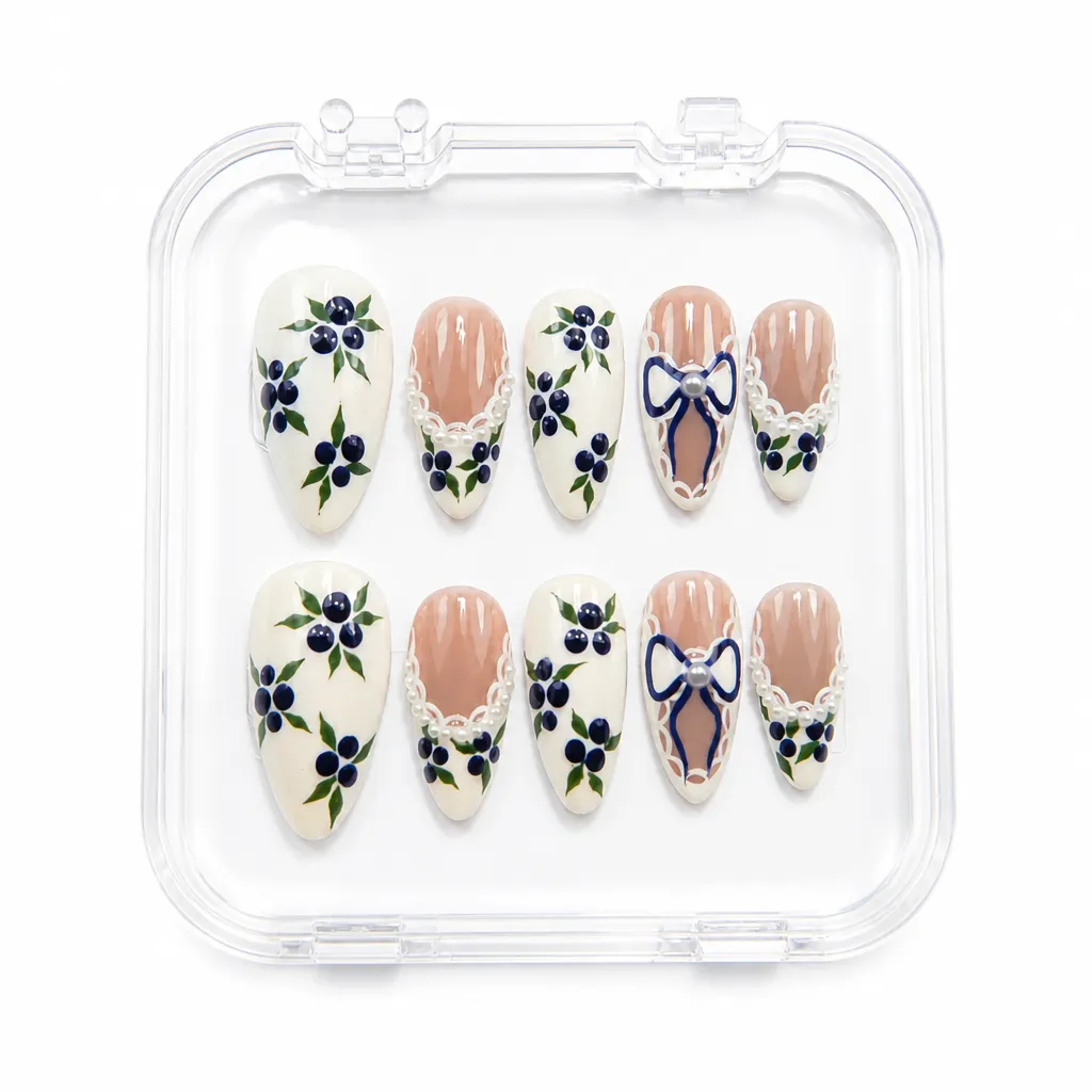 Vintage Blueberry Ribbon – Xưởng gia công Nailbox Sỉ thủ công