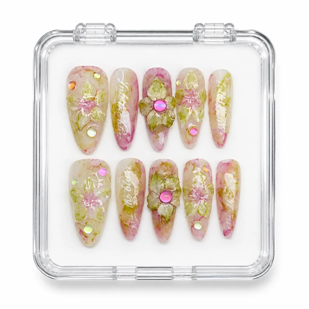 Vintage Floral Jade – Xưởng gia công Nailbox Sỉ thủ công