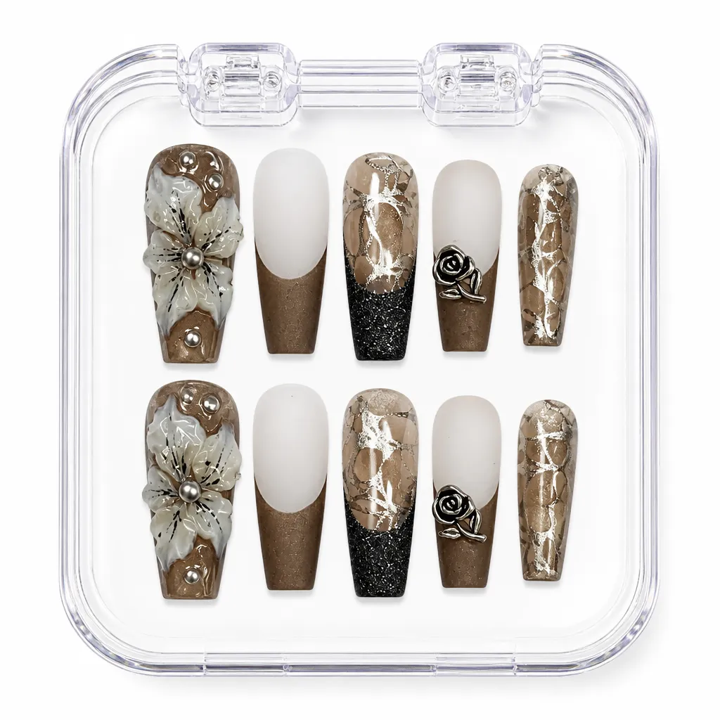 Vintage Gothic Rose – Mẫu Nailbox Sỉ Thiết Kế Thủ Công