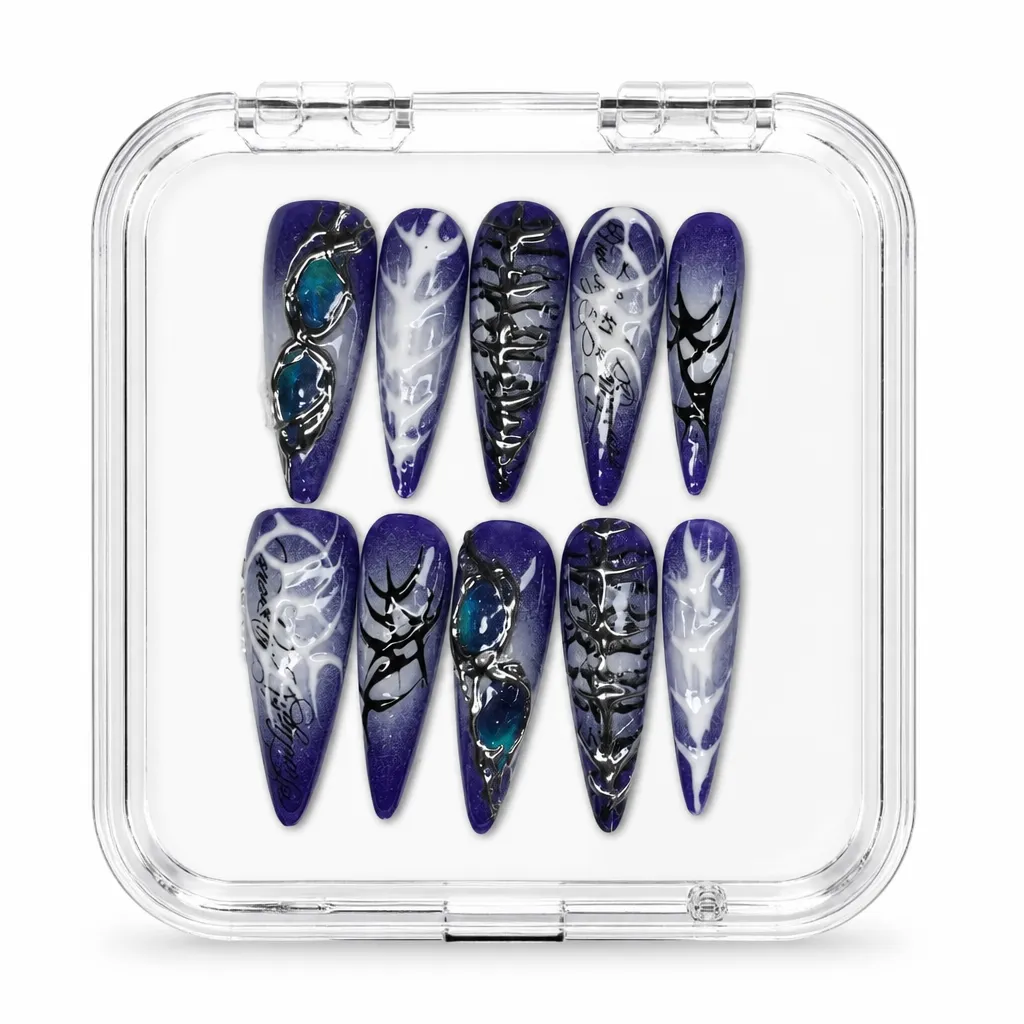 Violet Gothic Chrome – Xưởng gia công Nailbox Sỉ thủ công