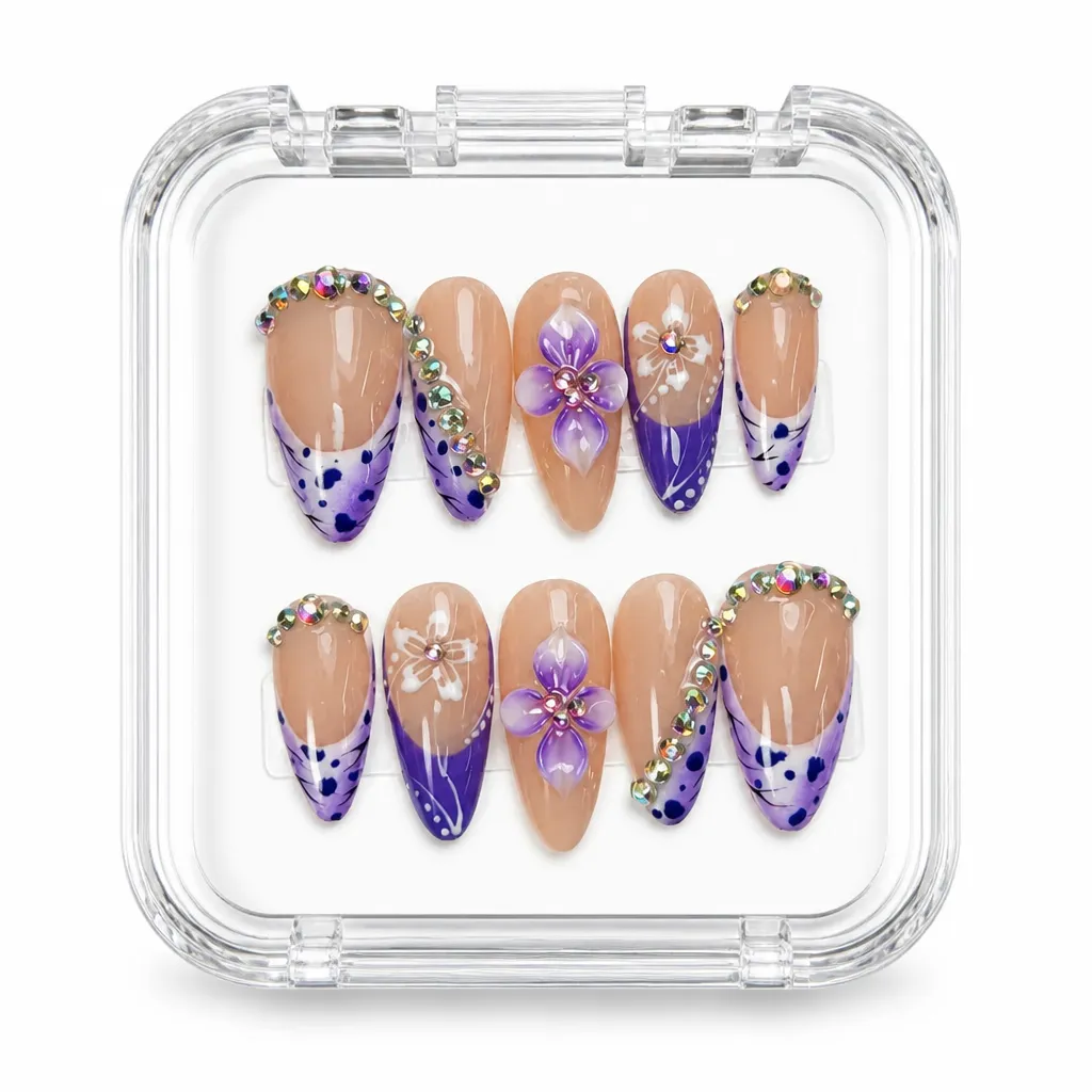 Violet Gradient Luxe – Xưởng gia công Nailbox Sỉ thủ công