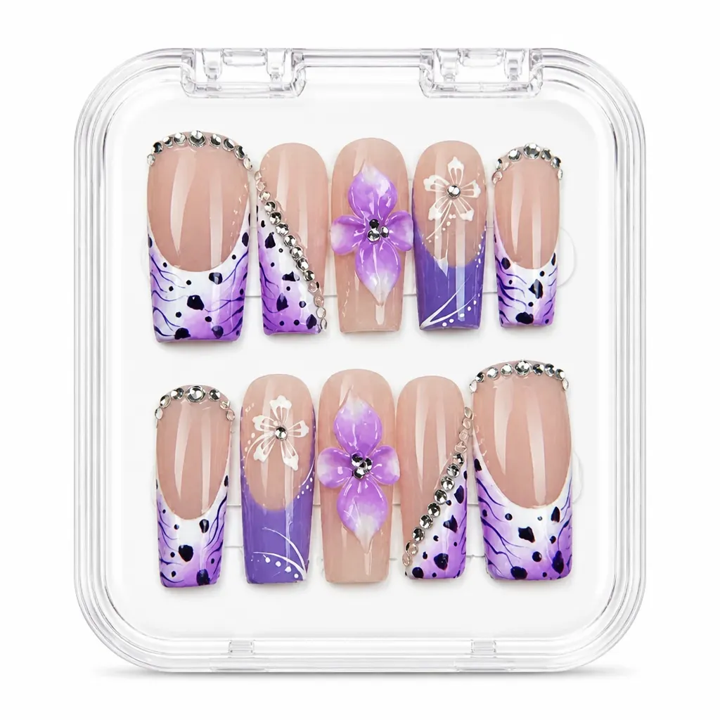 Violet Leopard Coffin – Xưởng gia công Nailbox Sỉ thủ công