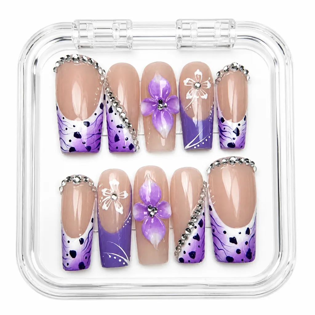 Violet Leopard Luxe – Xưởng gia công Nailbox Sỉ thủ công