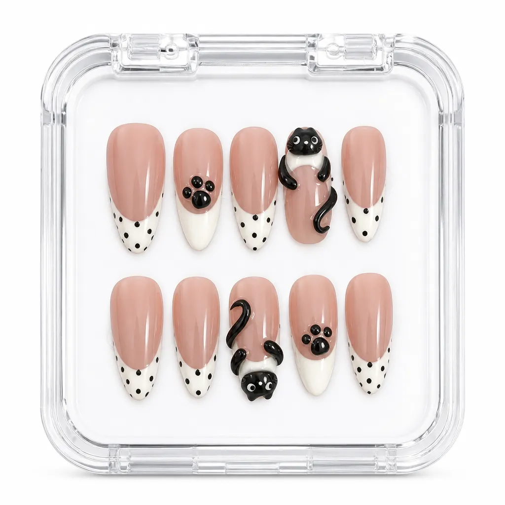 Whimsical Cat French – Xưởng gia công Nailbox Sỉ thủ công