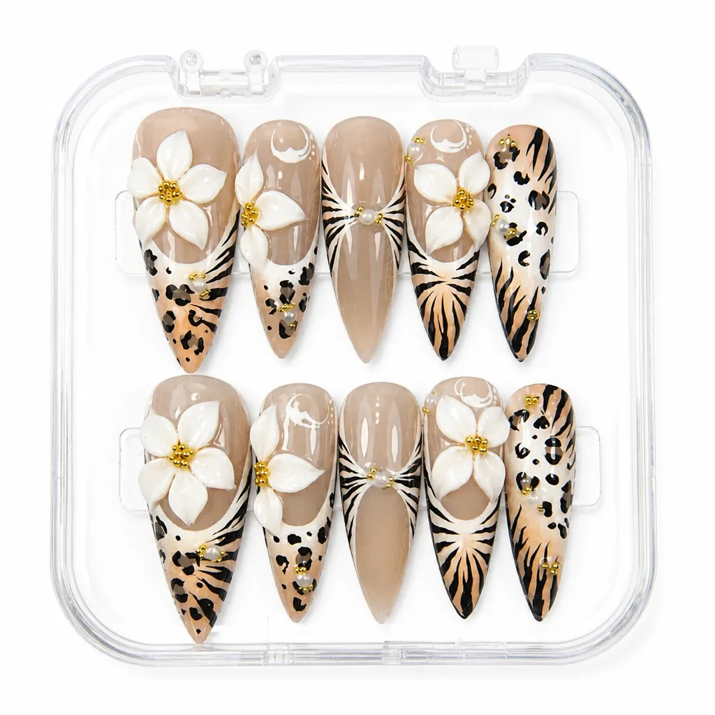 Wild Floral Elegance – Xưởng gia công Nailbox Sỉ thủ công