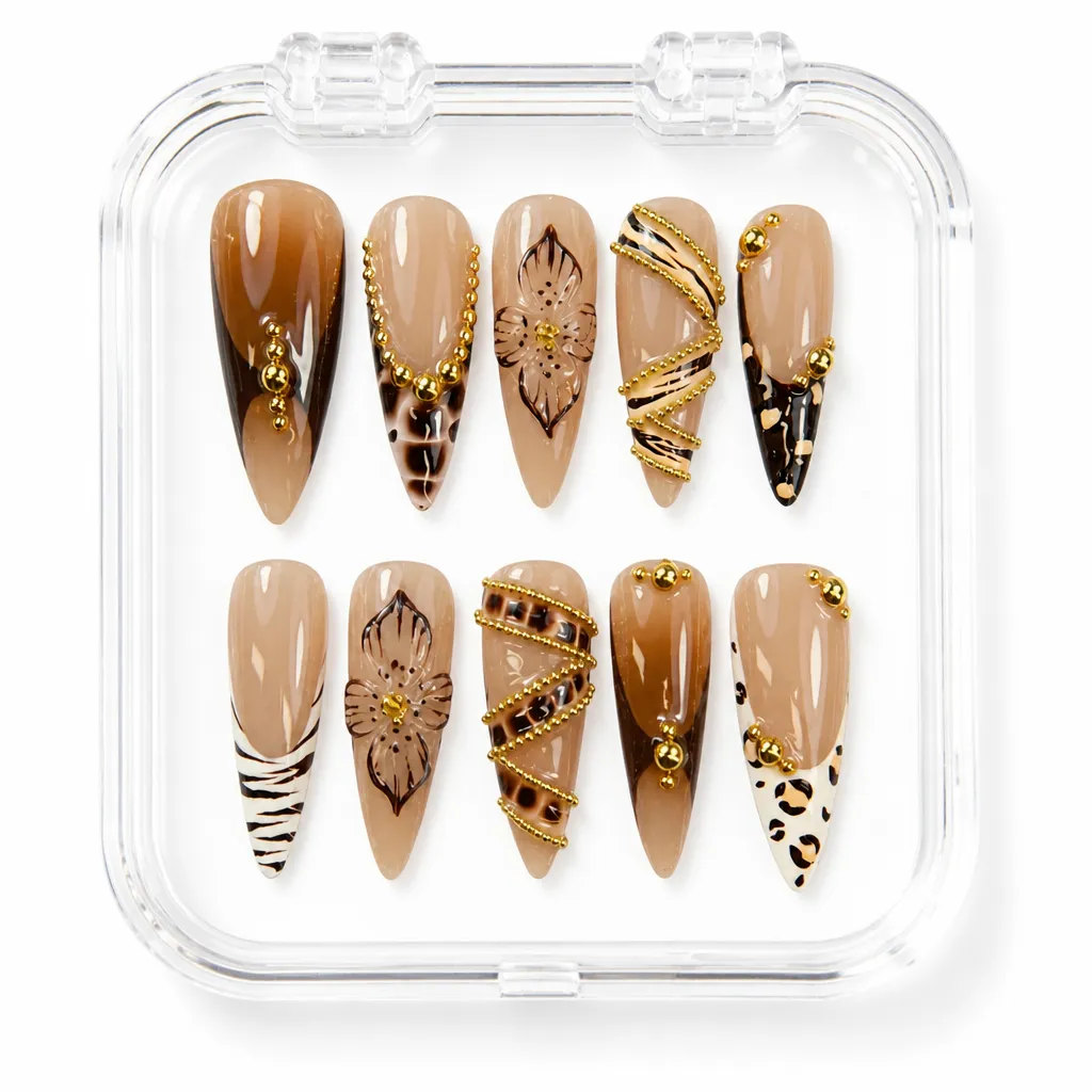 Wild Savannah Elegance – Xưởng gia công Nailbox Sỉ thủ công