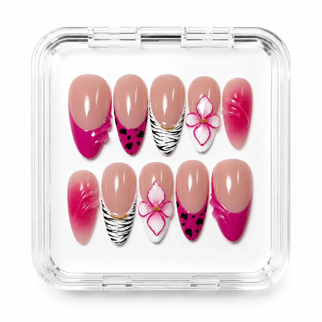 Wildflower Elegance Almond – Xưởng gia công Nailbox Sỉ thủ công