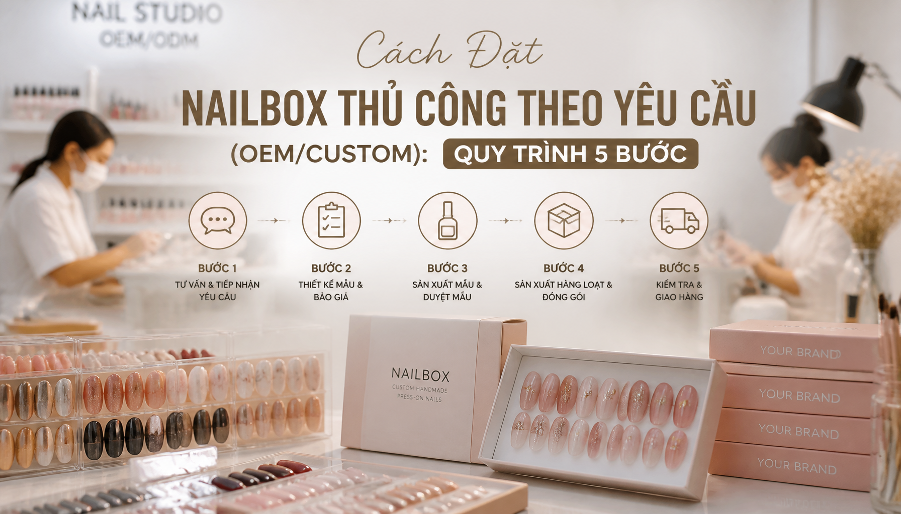 Cách Đặt Nailbox Thủ Công Theo Yêu Cầu (OEM/Custom): Quy Trình 5 Bước