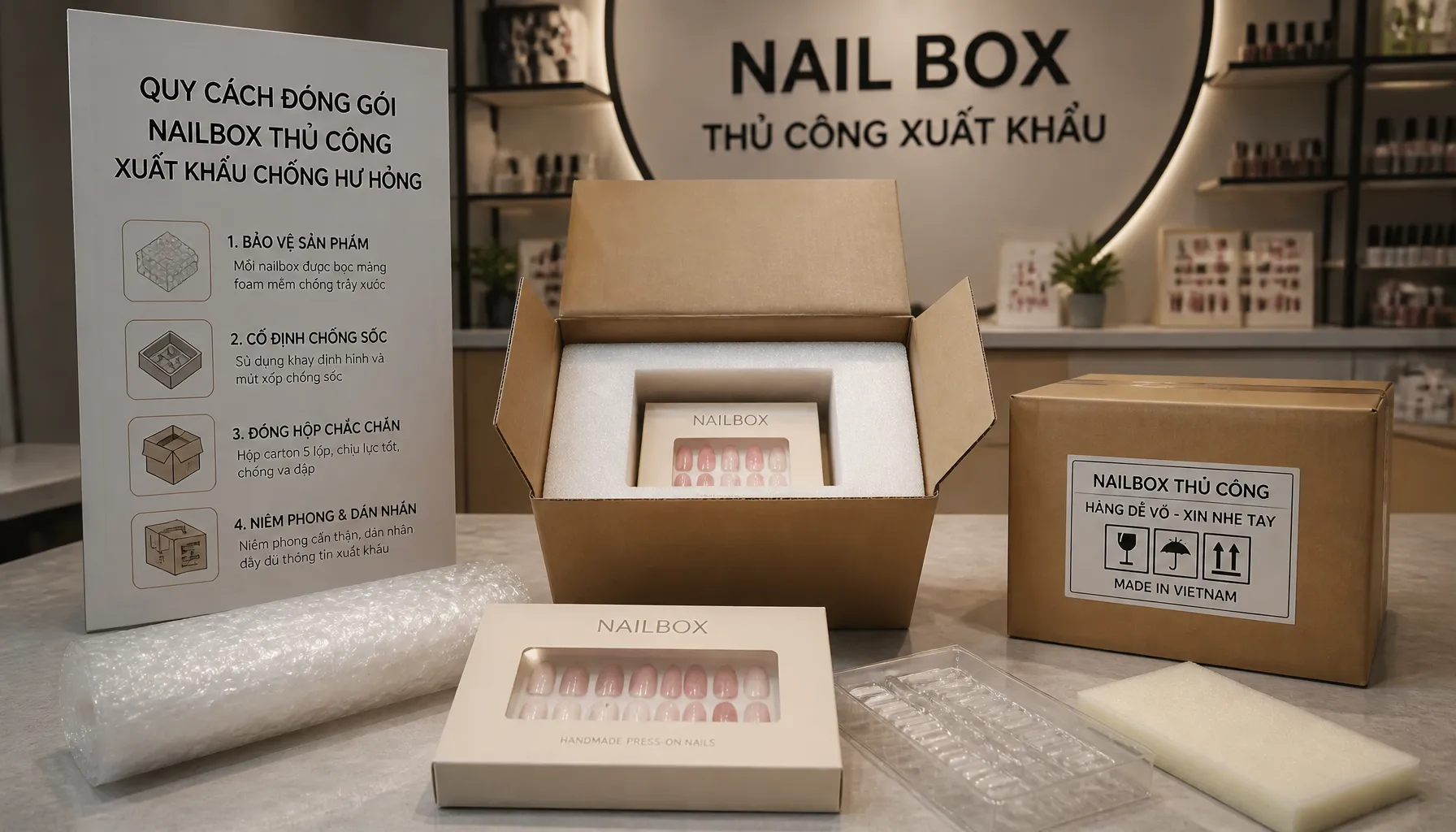 Quy Cách Đóng Gói Nailbox Thủ Công Xuất Khẩu Chống Hư Hỏng - Hình 1