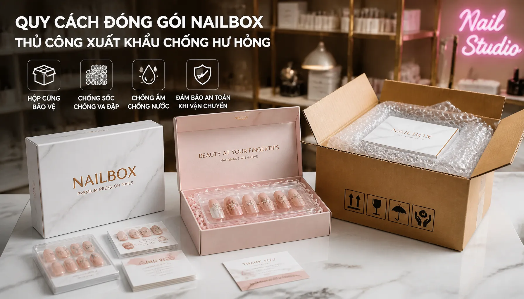 Quy Cách Đóng Gói Nailbox Thủ Công Xuất Khẩu Chống Hư Hỏng - Hình 2